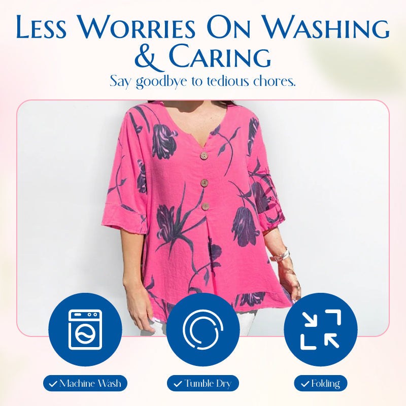 🎉Neue Produkteinführung💐👚 – Lockeres Damenoberteil aus Leinen mit V-Ausschnitt 💝🌹-7