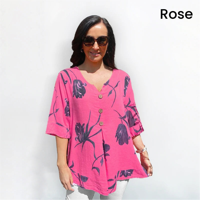 🎉Neue Produkteinführung💐👚 – Lockeres Damenoberteil aus Leinen mit V-Ausschnitt 💝🌹-9