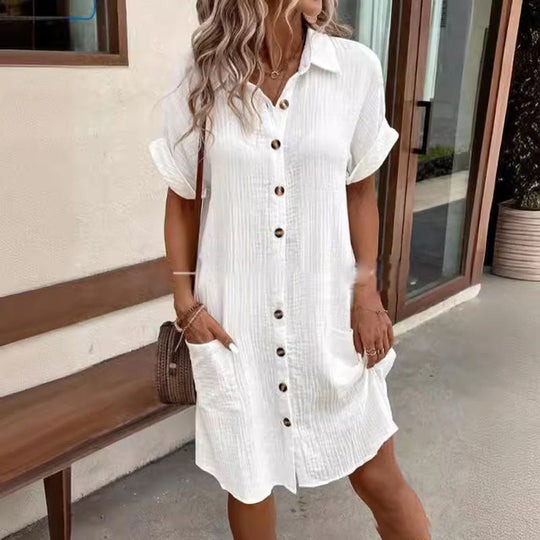 ✨Short Sleeve Shirt Dress - Soft, Pocketed &amp; Effortlessly Stylish💃