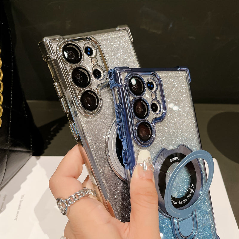 🔥Magnetisches Glitzermobil mit Farbverlauf Handytaschen für Samsung S22-25