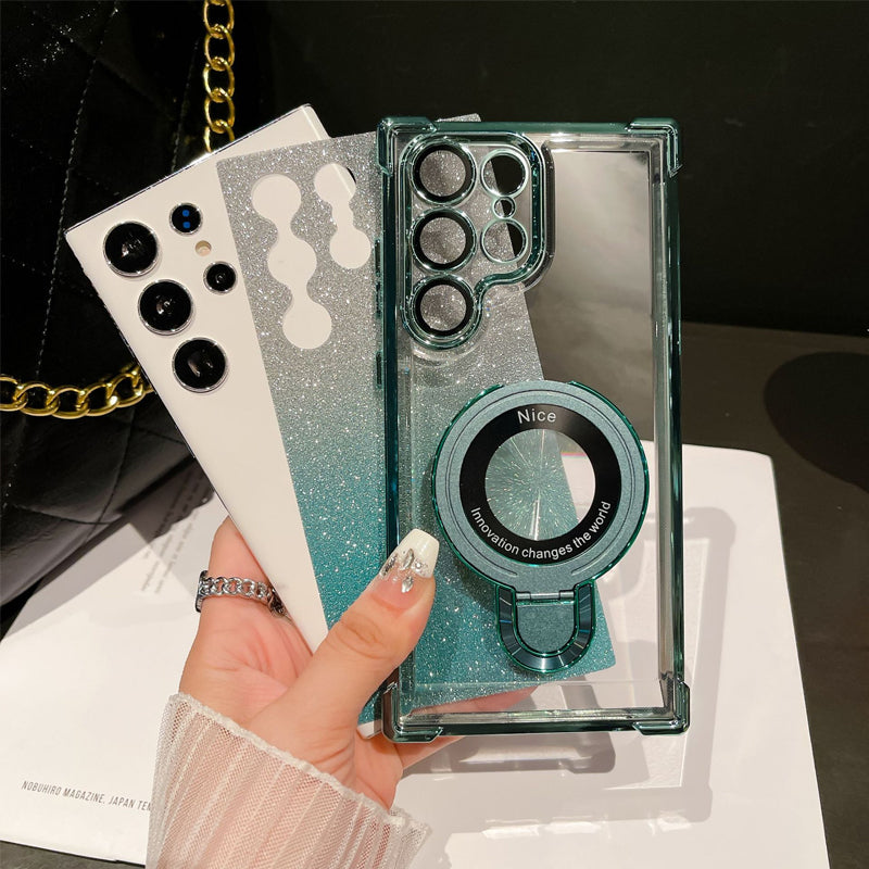 🔥Magnetisches Glitzermobil mit Farbverlauf Handytaschen für Samsung S22-25