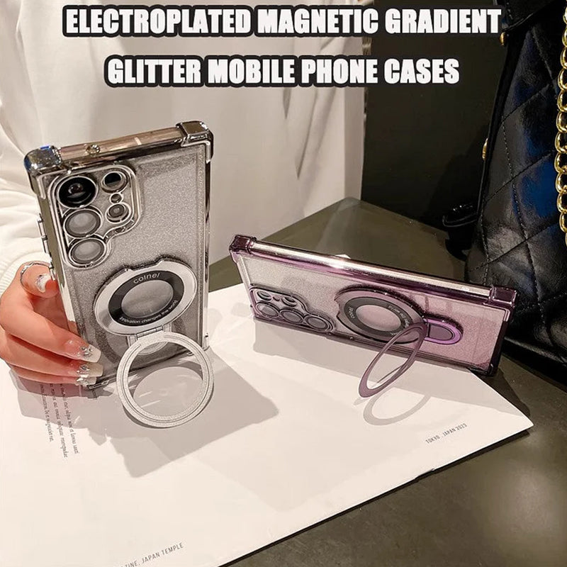 🔥Magnetisches Glitzermobil mit Farbverlauf Handytaschen für Samsung S22-25