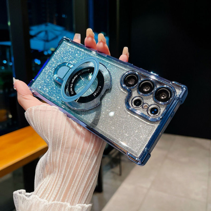 🔥Magnetisches Glitzermobil mit Farbverlauf Handytaschen für Samsung S22-25