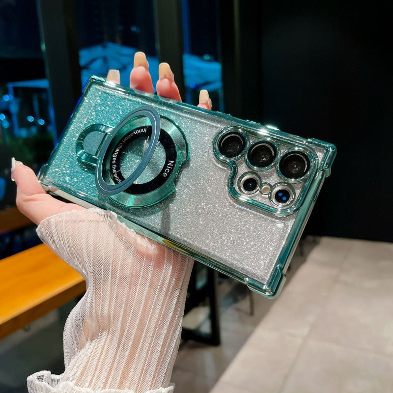 🔥Magnetisches Glitzermobil mit Farbverlauf Handytaschen für Samsung S22-25