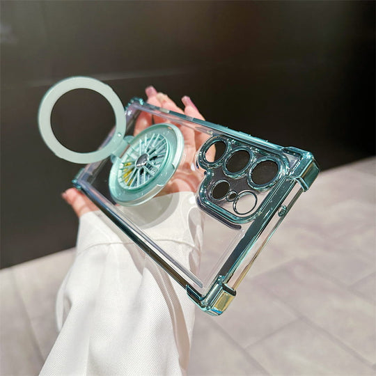 Gyroskop Transparente Handyhülle mit magnetischer Halterung für Samsung S22-25