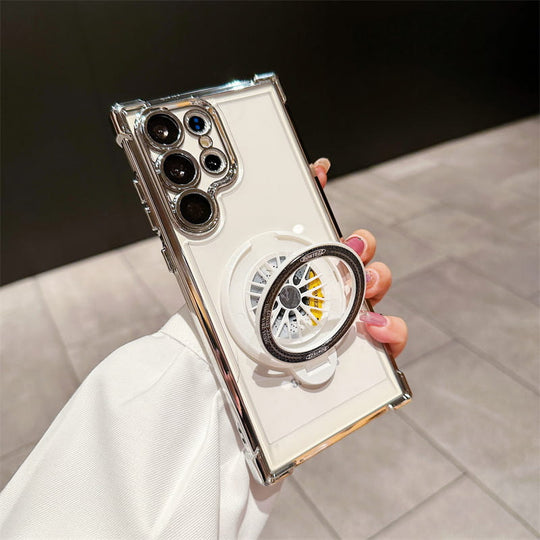 Gyroskop Transparente Handyhülle mit magnetischer Halterung für Samsung S22-25
