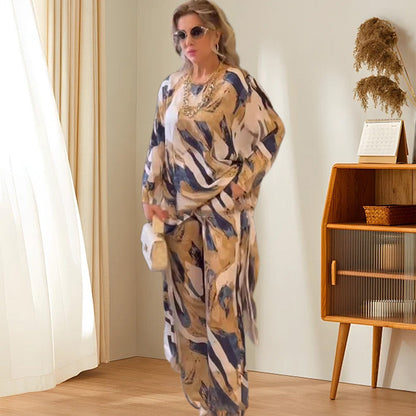 🦋HERAUSFORDERUNG - 51 % RABATT💖2-teiliges Set mit bedrucktem Oberteil mit langem Saum und lockerer Hose