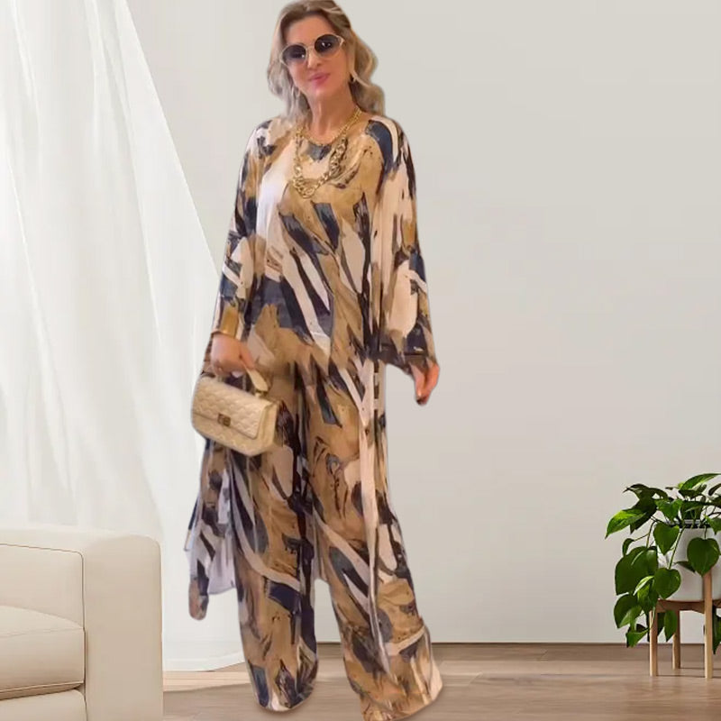 🦋HERAUSFORDERUNG - 51 % RABATT💖2-teiliges Set mit bedrucktem Oberteil mit langem Saum und lockerer Hose