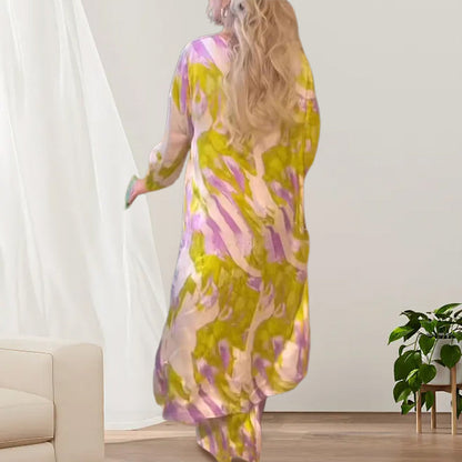 🦋HERAUSFORDERUNG - 51 % RABATT💖2-teiliges Set mit bedrucktem Oberteil mit langem Saum und lockerer Hose