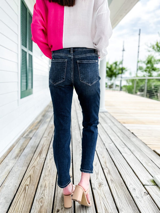 🔥 HOT SALE ！！！👖 Tummy Control Cuffed Slim Fit Jeans