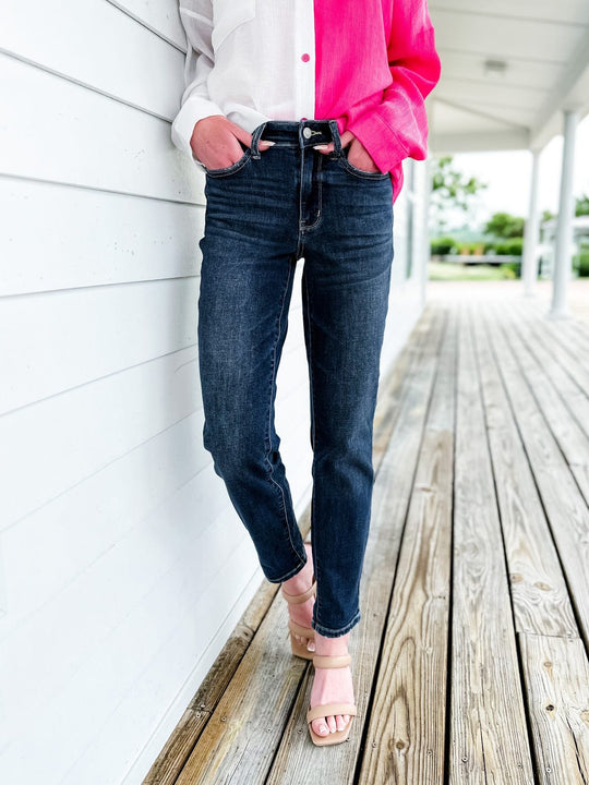 🔥 HOT SALE ！！！👖 Tummy Control Cuffed Slim Fit Jeans