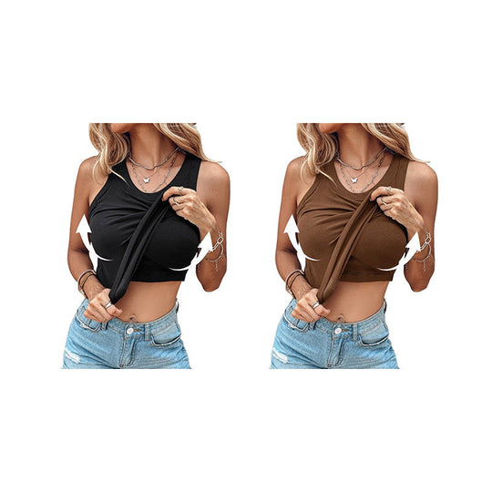 👚 50% OFF NOW! 💖 Last Day Special Price!! –Ribbed Stretchy Tank Top with Shelf Bra –  Built-in support, smoothing fit &amp; no-slip straps – perfect for layering or workouts 💪
