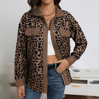 🍂Herbst-Specials 57% Rabatte🥰 Langärmlige Jacke mit Knopfleiste und Leopardenmuster für Damen