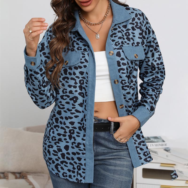 🍂Herbst-Specials 57% Rabatte🥰 Langärmlige Jacke mit Knopfleiste und Leopardenmuster für Damen