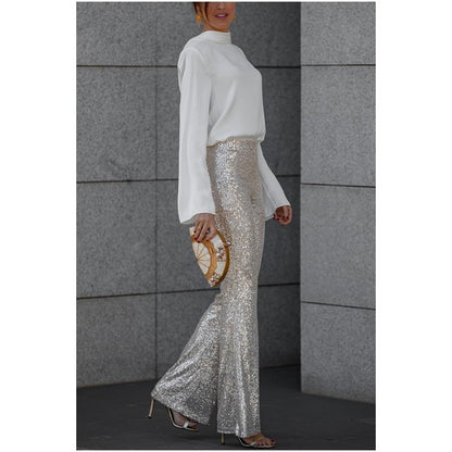 Rüschen-Oberteil mit langen Ärmeln und tiefem Wasserfallrücken