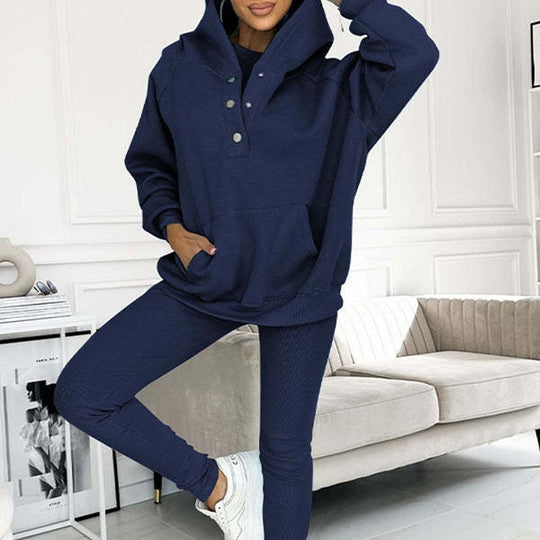 Lässiger und bequemer Sweatshirt-Anzug mit Kapuze