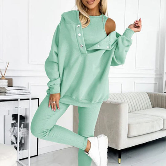 Lässiger und bequemer Sweatshirt-Anzug mit Kapuze