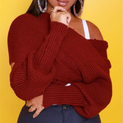 Einfarbiger gestrickter Pulloverschal mit Ärmeln für Frauen