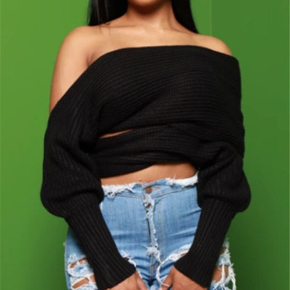 Einfarbiger gestrickter Pulloverschal mit Ärmeln für Frauen