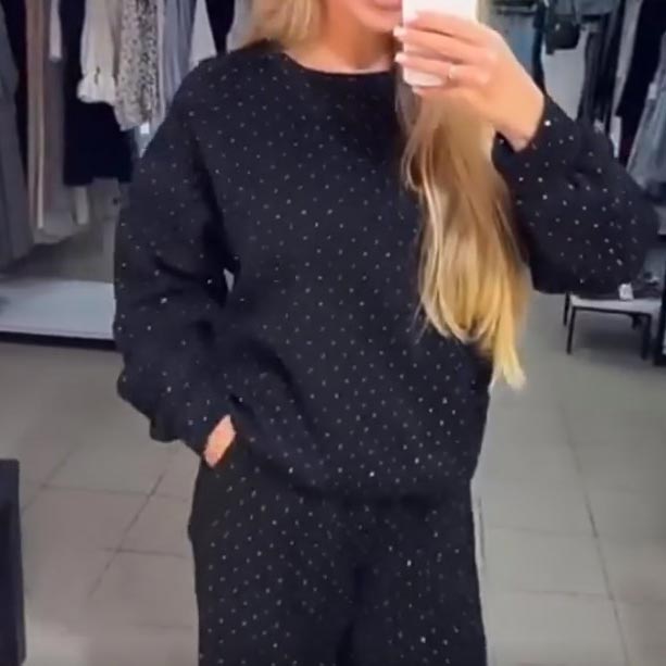 2-teiliges Set aus lässigem Sport-Sweatshirt mit Rundhalsausschnitt und Jogginghose für Damen