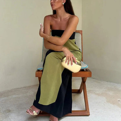 Elegantes, trägerloses Langkleid mit Blumendruck für Damen