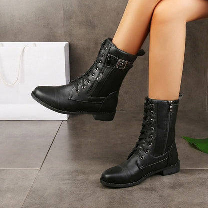 🍂Women's Round Toe Side Zipper Leather Orthopedic Boots