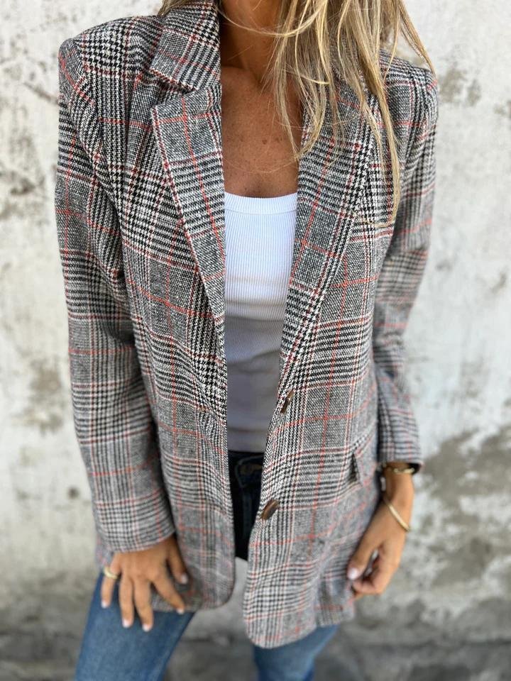 ⏰50% Rabatt🥰Saisonangebot zum Super-Sonderpreis🥰Lässiger karierter Blazer mit Revers