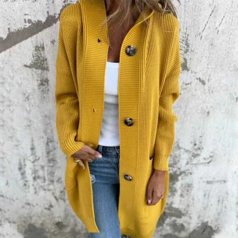 🍂Herbst-Specials🍂Knopfstrickjacke mit Kapuze für Frauen🥳