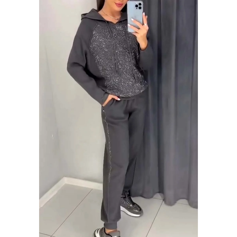 🌸Sweatshirt mit Kapuze und Jogginghose mit Bündchen für Damen, 2-teiliges Set
