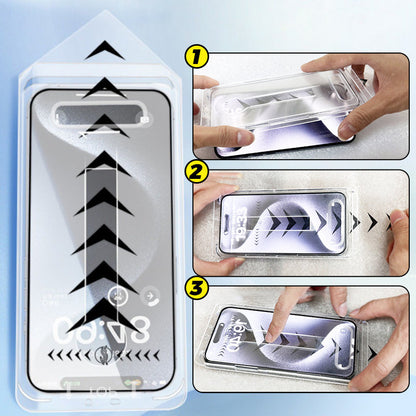 4K HD/Anti-Peeping-Displayschutz aus gehärtetem Glas mit automatischer Staubentfernungsinstallation für das iPhone