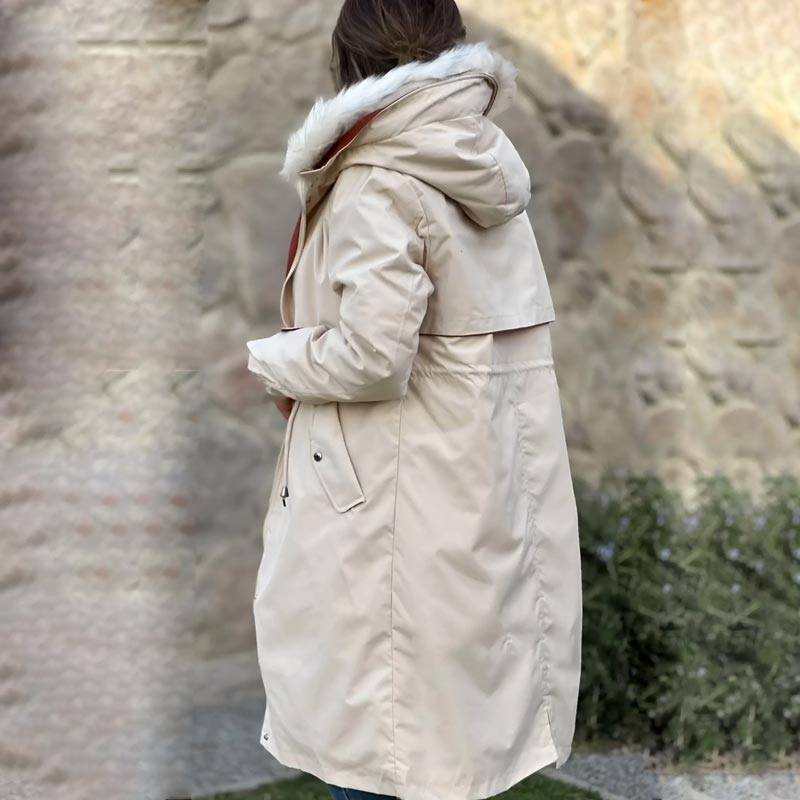 ✨Damen Winterparka mit Kapuze und warmem Fellkragen
