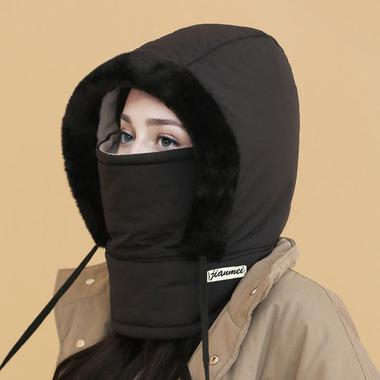 🔥🥰Verdickte Thermomütze mit Plüschfutter und Gesichtsmaske für Damen und Herren