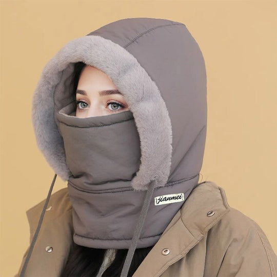 🔥🥰Verdickte Thermomütze mit Plüschfutter und Gesichtsmaske für Damen und Herren