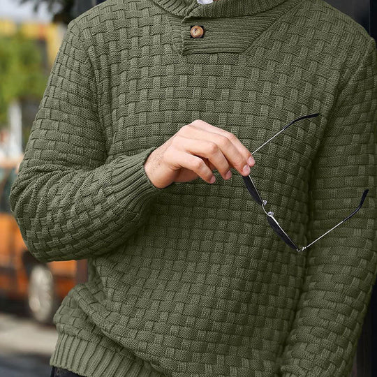 💜 LETZTER TAG DER AKTION – 30 % RABATT 💜Herren Pullover mit strukturiertem Stehkragen