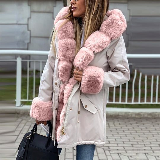🔥Damenparka mit abnehmbarem Puffpelzkragen