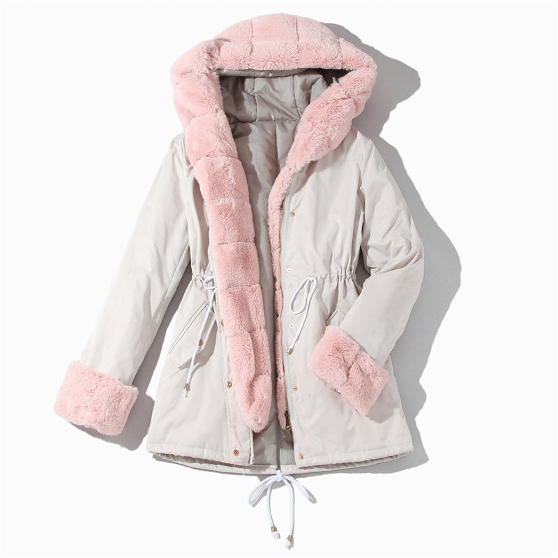 🔥Damenparka mit abnehmbarem Puffpelzkragen