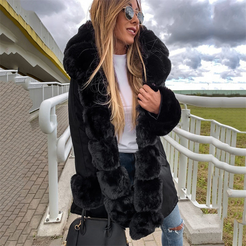 🔥Damenparka mit abnehmbarem Puffpelzkragen