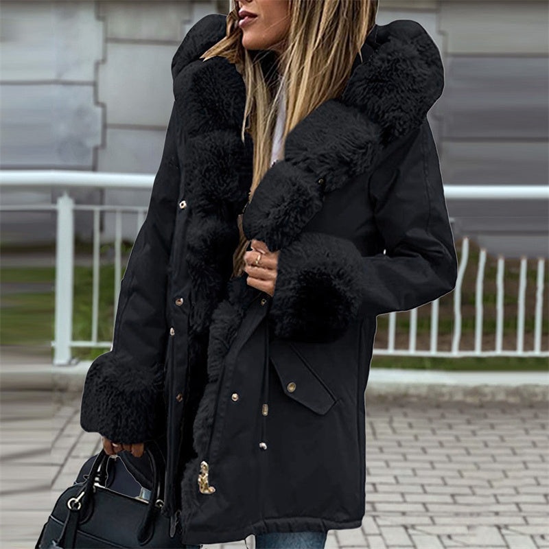 🔥Damenparka mit abnehmbarem Puffpelzkragen