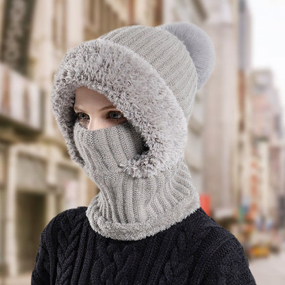 ❄️🧣Damen Winter Einteilig Gestrickte Mütze Schal Maske🎁