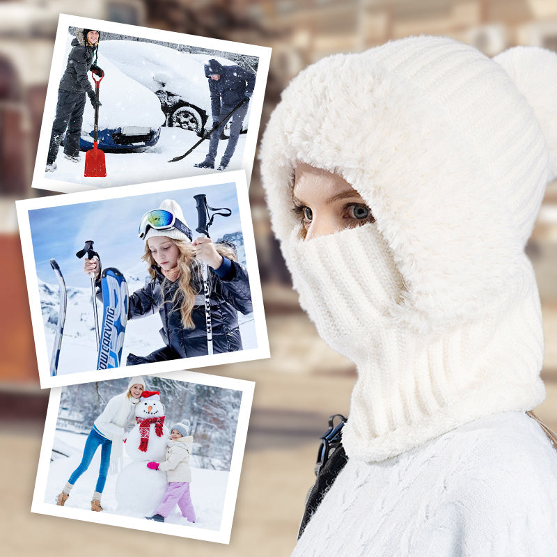 ❄️🧣Damen Winter Einteilig Gestrickte Mütze Schal Maske🎁