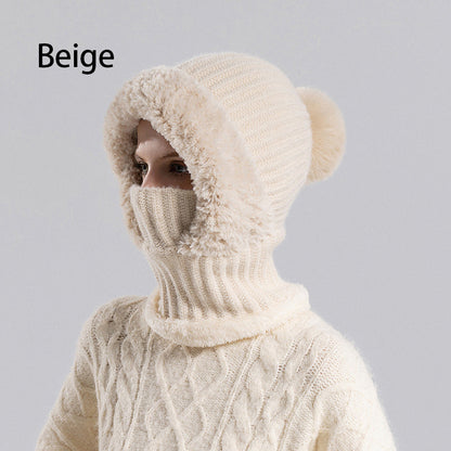❄️🧣Damen Winter Einteilig Gestrickte Mütze Schal Maske🎁
