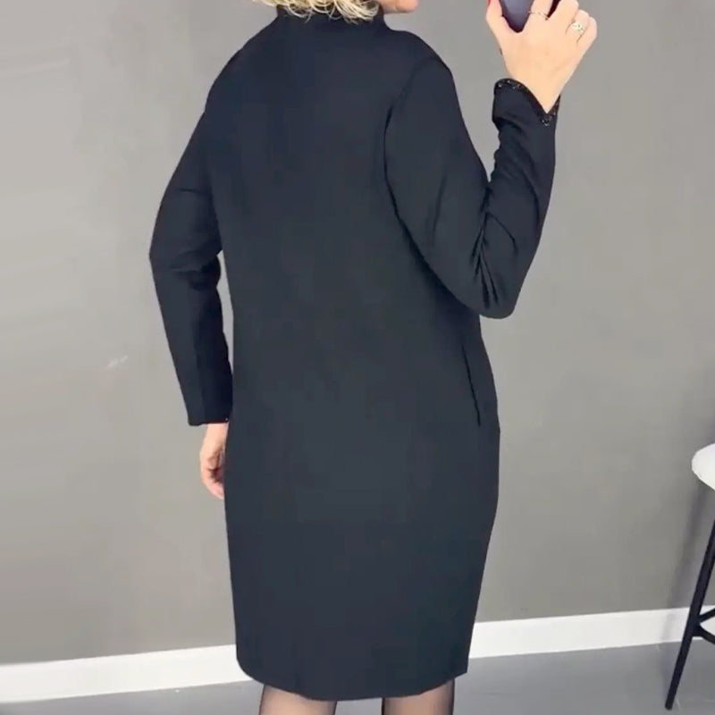 🖤Verkaufsschlager 50% RABATT🎄Rundhalsausschnitt Elegante Mode Einfaches Kleid