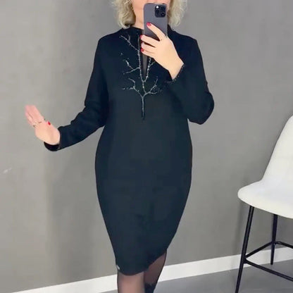 🖤Verkaufsschlager 50% RABATT🎄Rundhalsausschnitt Elegante Mode Einfaches Kleid