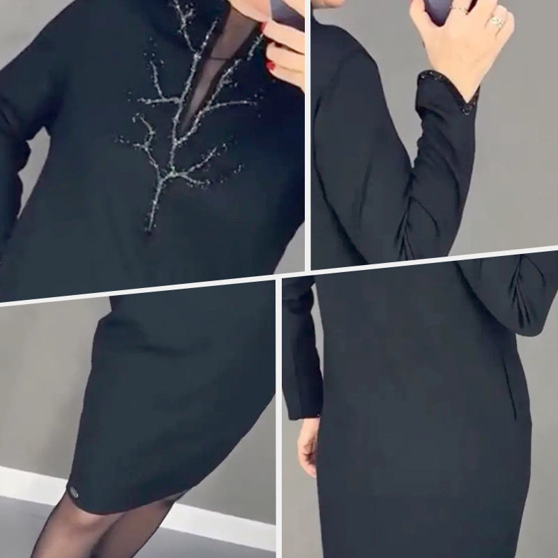 🖤Verkaufsschlager 50% RABATT🎄Rundhalsausschnitt Elegante Mode Einfaches Kleid