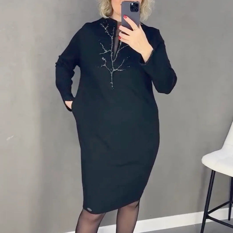 🖤Verkaufsschlager 50% RABATT🎄Rundhalsausschnitt Elegante Mode Einfaches Kleid