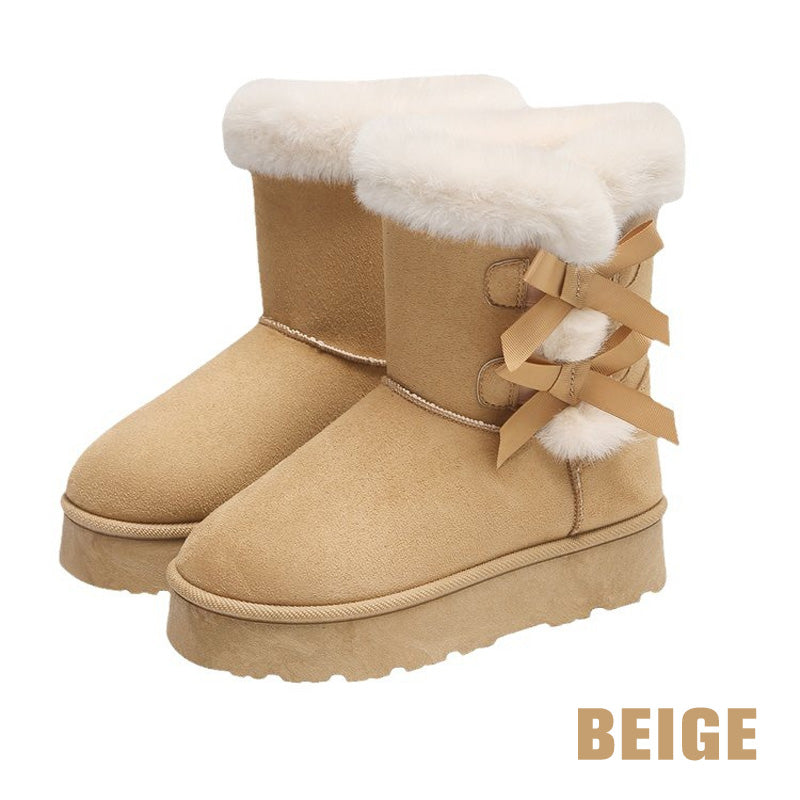 🎀Weihnachts-Specials🎁Klassische Plateau-Schneestiefel für Frauen mit Plüsch-Schleife