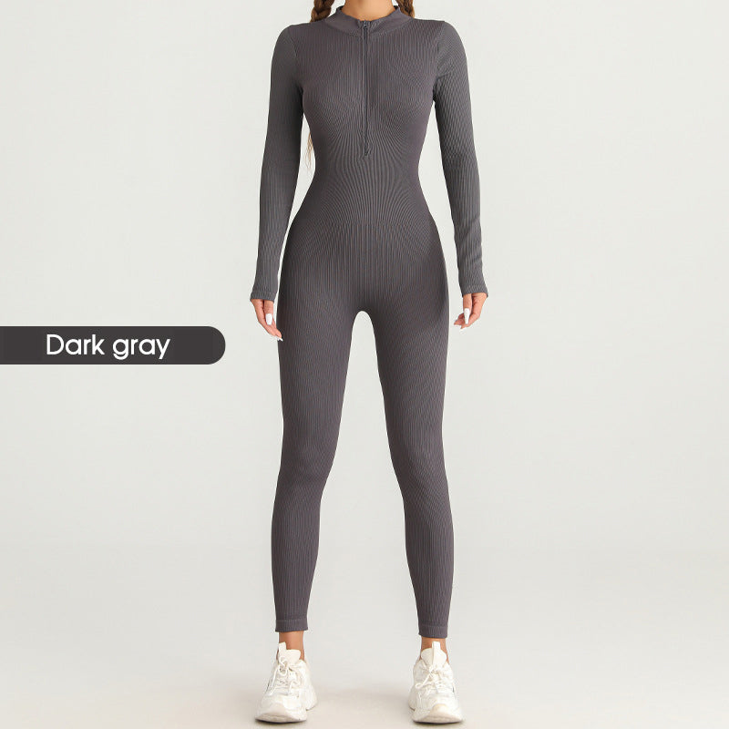 Long Sleeve Zipper Jumpsuit