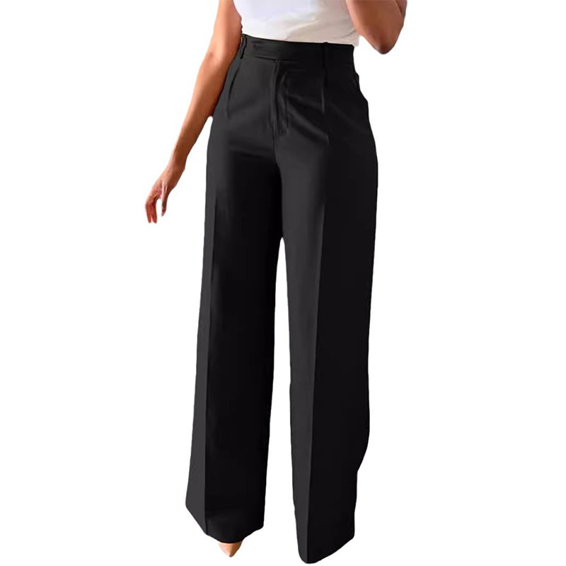 Arbeitshose mit hoher Taille, Taschen und geradem Bein