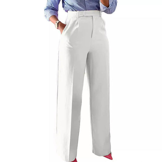 Arbeitshose mit hoher Taille, Taschen und geradem Bein