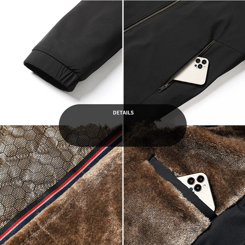 Herren Winterjacke mit Stehkragen und Reißverschluss